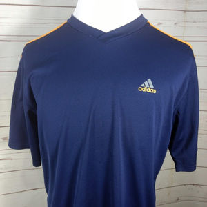 Adidas 3 Stripe Polyester T Shirt Blue Orange